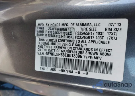 2014 Honda Odyssey Ex-L z USA, uszkodzony, nr VIN 5FNRL5H68EB013396